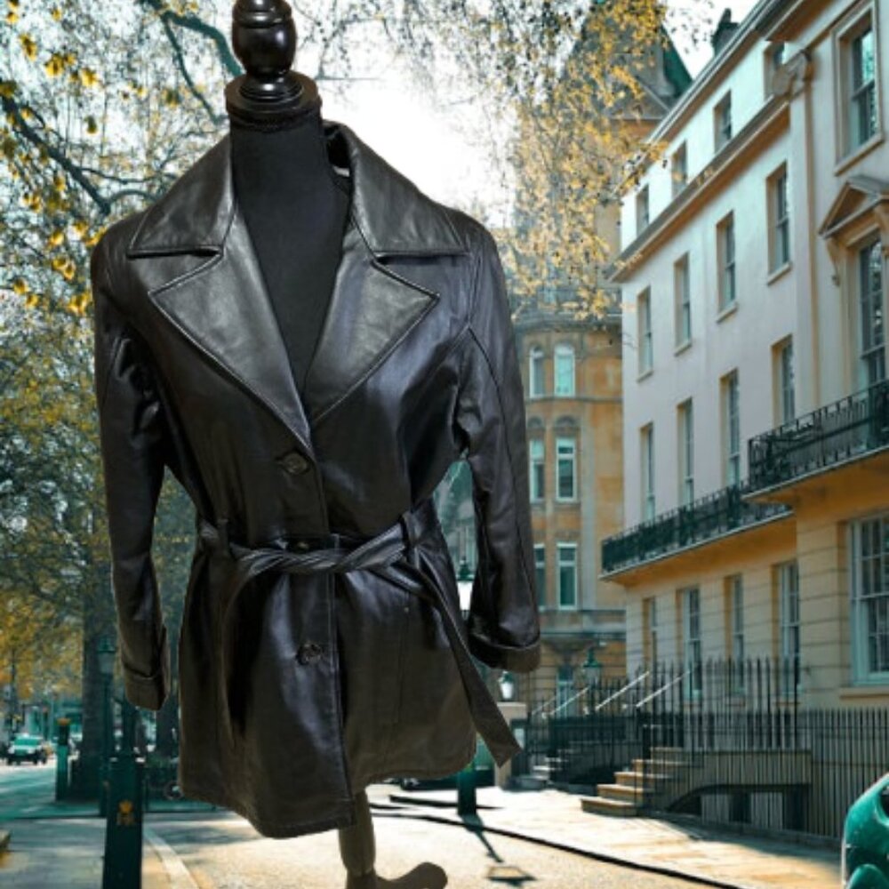 Vintage Wilsons Black Leather Jacket/Coat Size Medium Office Daily Wear Spring